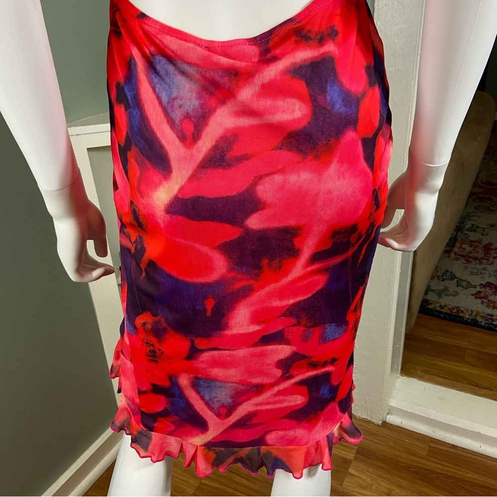 NWT New Fashion Nova She’s Electric Ruffle Pink Purple Asymmetrical Mini Dress M - Picture 9 of 13